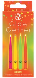 W7 GLOW GETTER Neon Tweezers ZESTAW PĘSET 4szt.