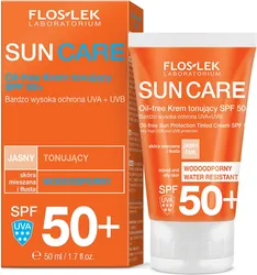 FLOSLEK Sun Care SPF50+ krem tonujący JASNY cera tłusta/mieszana WODOODPORNY