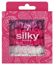 W7 SILKY KNOTS 6 Skinny Silk Hair Scrunchies ZESTAW JEDWABNYCH GUMEK DO WŁOSÓW Paisley